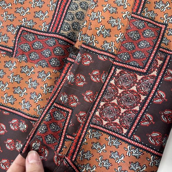 Sara Navon Skirt Womens XS Brown Orange Boho Patchwork A-Line Lined Midi Floral - Picture 6 of 7